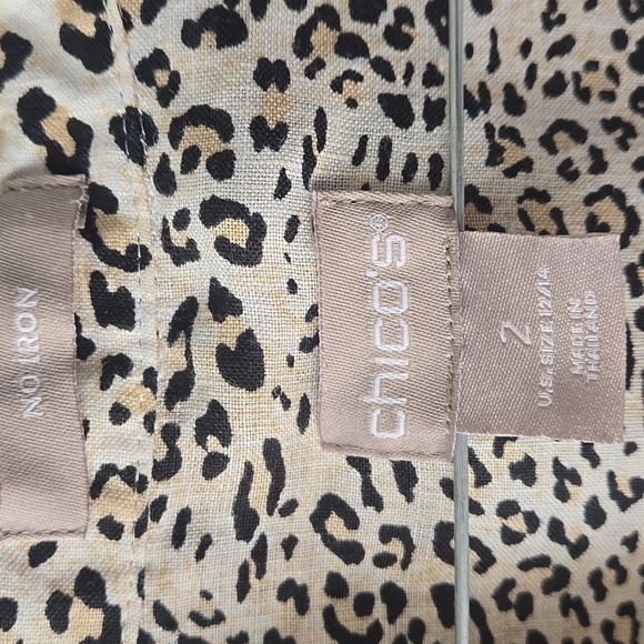 Chico's No-Iron Linen Sleeveless Animal-Print Tunic - Picture 4 of 9